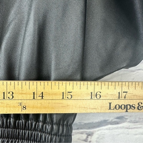 & Other Stories Structured Leather Collard Midi Dress Black 8 Vamp Goth Witchy - Picture 13 of 16